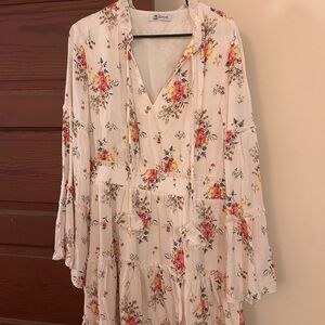 Cupshe Floral Mini Dress - Cream with Pink and Yellow